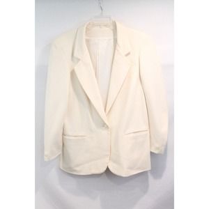 Madisons Vintage Wool Blazer Womens size 10 Ivory Lined Single Breasted